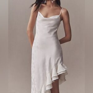 BHLDN • Cowl-Neck Asymmetrical Flounce-Hem Dress